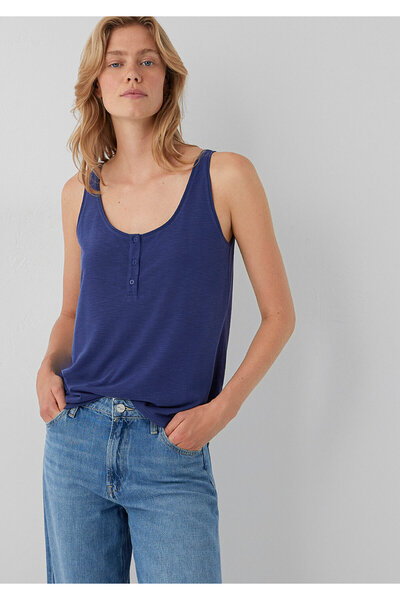 Mavi Düğmeli Atlet Slim Fit / Dar Kesim 1613339-90698