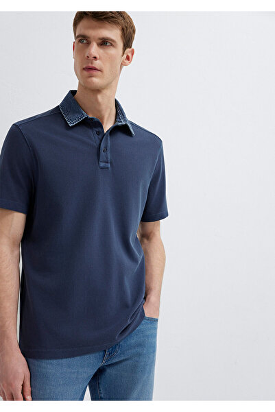 Mavi Collar Detailed Navy Blue Polo T-Shirt Regular Fit / Normal Cut 0613659-...