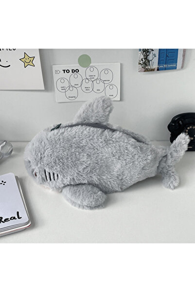 Choice 1pc Cute Plush Ocean Shark Pencil Case Portable Cosmetic Bag Large Cap...