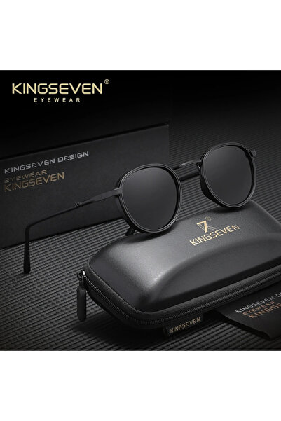 Choice3 Black Gray KINGSEVEN Vintage Round Frame Sunglasses Men Polarized Wom...