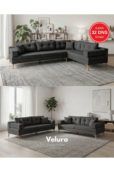 Velura Home & Living Zeri (Pufsuz) 3+3 Yataklı Modüler Koltuk Takımı & 2 Adet...
