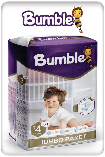 Bumble Size 4 (7-14)kg Maxi Baby Diapers Jumbo Pack 60 Pieces