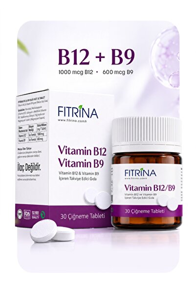 FITRİNA B12 Vitamini ve B9 Folik Asit 30 Tablet Takviye Edici Gıda