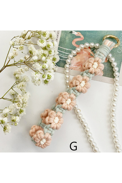 Choice G Hand Woven Daisy Flower Keychain Bohemian Style Wrist Strap Fashiona...