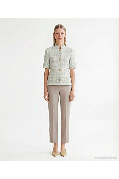 Yargıcı Fitted High Collar Short Sleeve Jacket