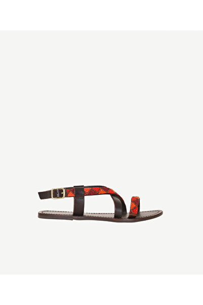 Yargıcı Bead Embroidered Leather Sandals
