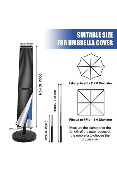 choice2 Straight 170CM Outdoor Cantilever Umbrella Cover Waterproof Patio Par...