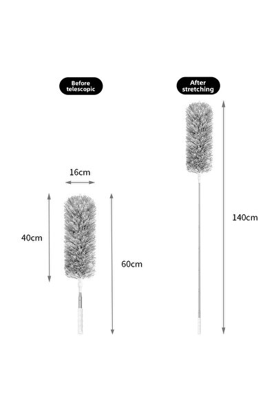 Choice1 1pc 140cm-White Dust Dusters With Extension Pole Retractable Dust Rem...