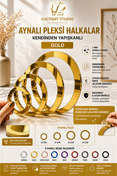 Arıkoğlu Reklam ve Yapı Kendinden Yapışkanlı Ayna Pleksi Halka | 9 Renk Seçen...