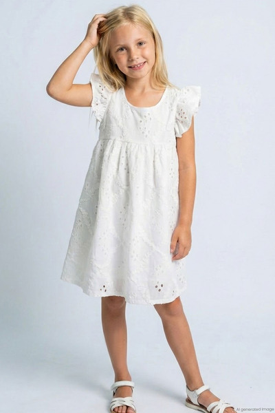 Breeze Rochie pentru fete, cu broderie florală, cu fermoar la spate, 5-10 ani...