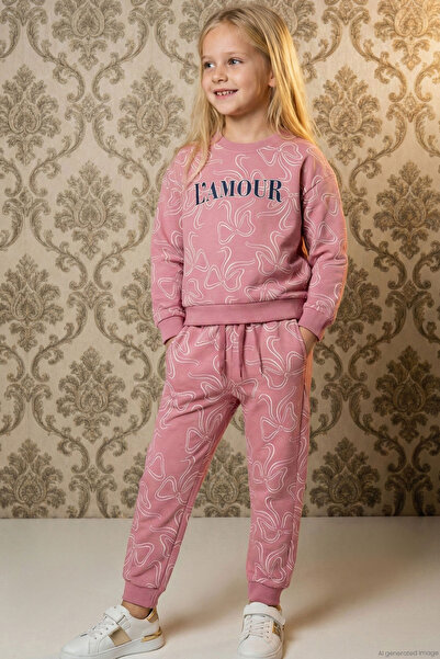 Breeze Girl's Tracksuit Set with Bow Pattern and Lacing Accessories, 4-8 Year...