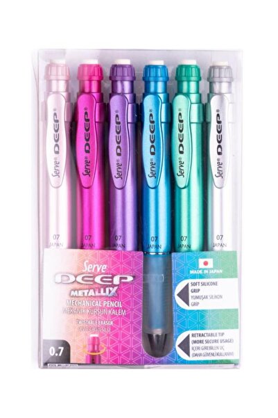 Serve 0.7mm Metallic Colors Series - Deep Mechanical Pencil Set of 6