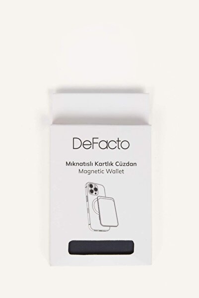 DeFacto Magsafe Unisex Faux Leather Magnetic Navy Blue Card Holder Wallet H90...
