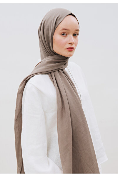 Freshscarfs İnce Pamuk Vual Şal Tozlu Kahve