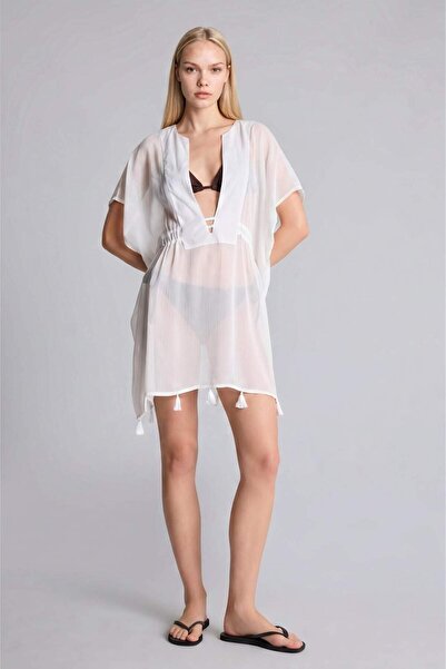 DeFacto White Chiffon Kimono-Fall in Love Z9958Az24Sm