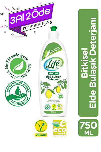 Life by Fakir Fakir Life Bitkisel Bulaşık Deterjanı 750ml %100 Bitkisel Nemle...