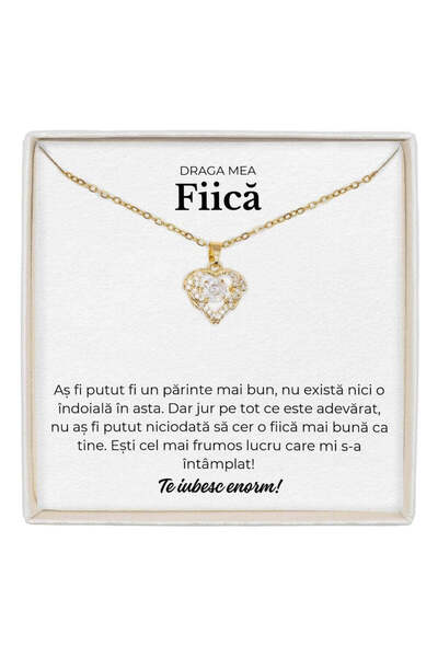 The Jewel Heart Cadou True Love special pentru fiică de Ziua Ei, colier cu pa...