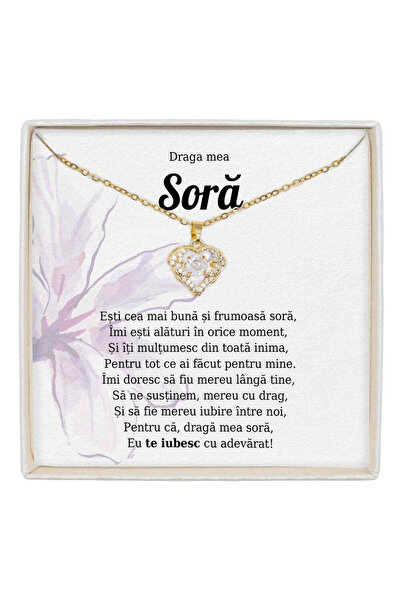 The Jewel Heart Colier True Love cu pandantiv în formă de inimă pentru sora t...