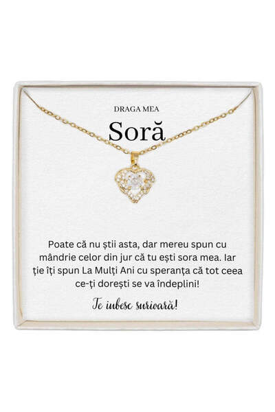 The Jewel Heart Bijuterii True Love pentru soră de Ziua Ei, colier cu pandant...