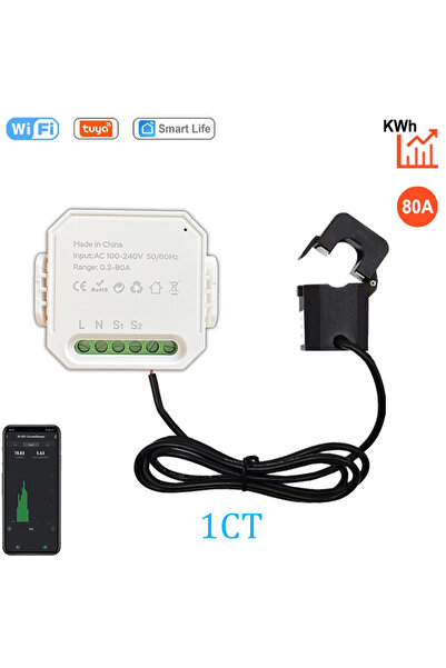 Choice 1CT-1PCS WIFI Smart Energy Meter AC100-240V 1CT Clamp Tuya App Control...