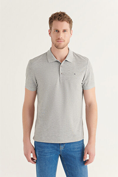 Avva Ανδρικό μπλουζάκι γκρι 100% βαμβακερό Cool Polo Neck E 001004