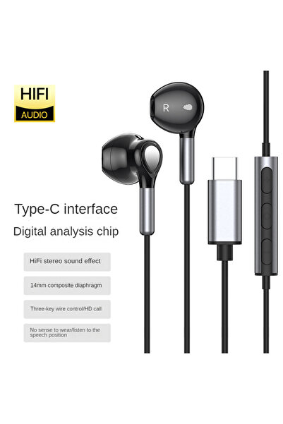 choice2 سماعات أذن سوداء من النوع C، 32 بت، صوت جهير فائق 9D، منفذ USB-C ومنف...