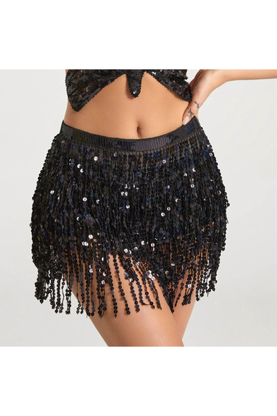 Choice3 Black Stage Party Carnival Costume Props Mini Skirt Belly Latin Dance...