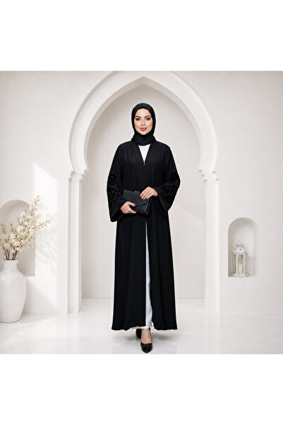 Muslima Wear Muslima Siyah Saten Abaya