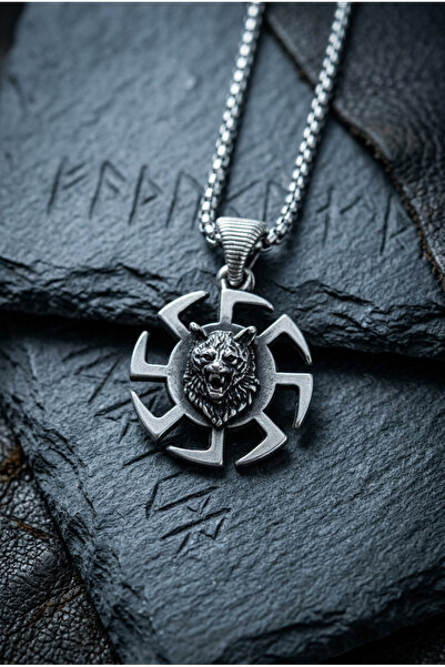 Begondio Wolf Head Pattern Handcrafted Stainless Steel Chain Men's Necklace