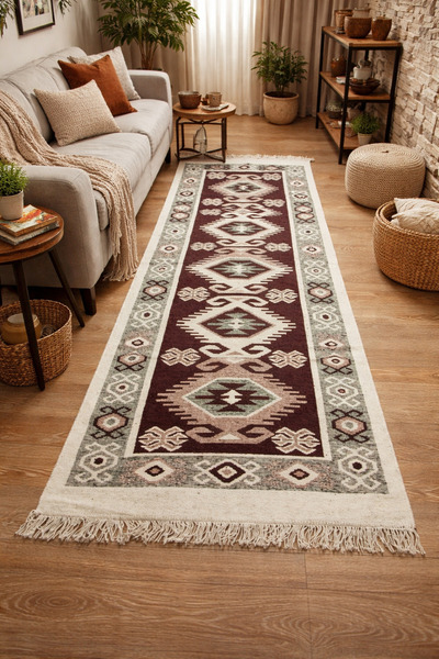Horecahome Covor țesut, reversibil, dimensiune 80 x 150 cm maro