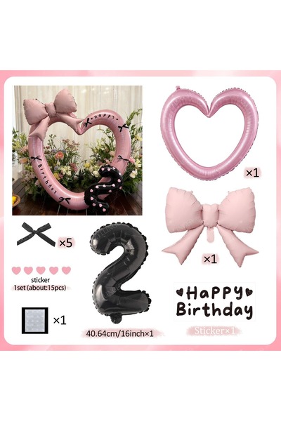 Choice Other 2 Pink Heart-Shaped balloon Set with Bow and Digital balloon Hea...