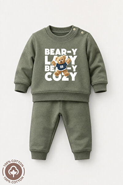 Miniel Baby Boy Teddy Bear Printed 100% Cotton 6-9-12 Months Top and Bottom 2...