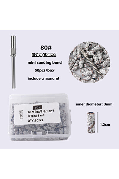 Choice 80 (50pcs) 3mm Nail Sanding Bands-80/120/180/240 Grit Mini Nail Drill ...