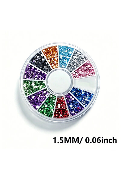 Choice8 1.5mm Wheel 12 Colors Flatback Nail Art Rhinestones Nail Gems Glass A...