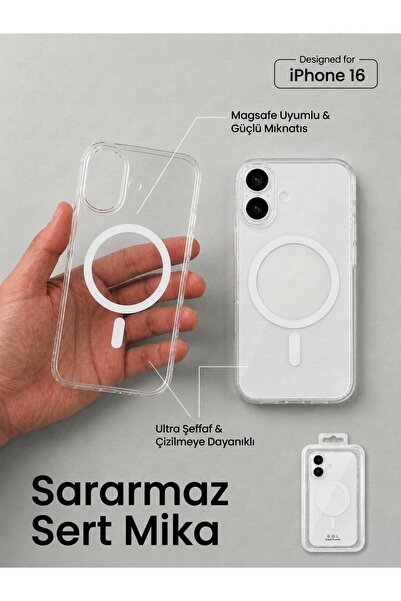 İPHONE 16 UYUMLU SARARMAZ ŞEFFAF KILIF MAGSAFE ÖZELLİKLİ