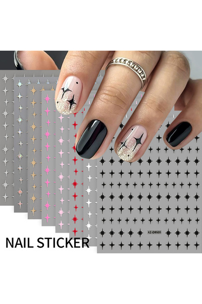 Choice4 5 8Pcs/Set 3D Mix Colors Y2K Stars Nails Stickers 8*10cm Five-pointed...