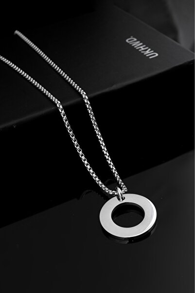 UKHWD SUPPLY Circle Steel Plate Necklace Ka1004Gm