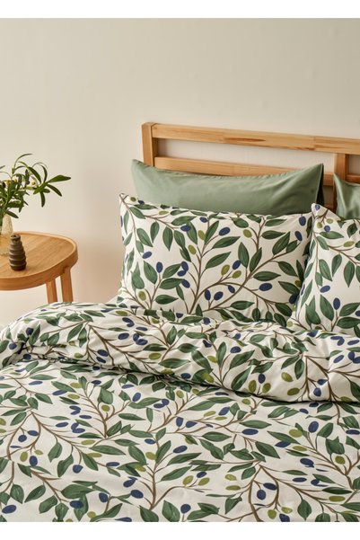 Bella Maison 100% Cotton Olivia Double Duvet Cover Set Green (200X220 cm)