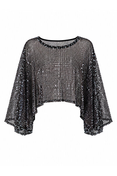 Laluvia Black Sequin Blouse - 1119
