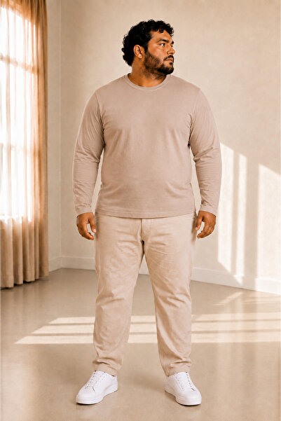 sngl tekstil Men's Plus Size Oversize Long Sleeve T-Shirt (3XL–9XL)