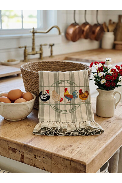HOME OF BLOSSOM Green Striped Embroidered Kitchen Cloth 40*60cm