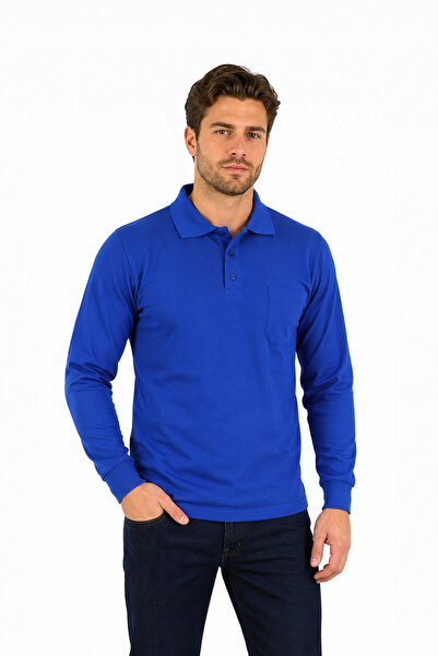 ESER İŞ GÜVENLİĞİ Erkek Mavi Polo Yaka Sweatshirt