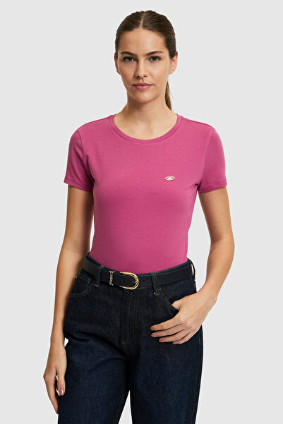 U.S. Polo Assn. Women's Fuchsia Crew Neck Basic T-Shirt 50321809-Vr023