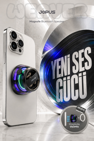 Jopus MagSafe Uyumlu Mıknatıslı Mini Kablosuz Bluetooth Hoparlör Yüksek Sesli...