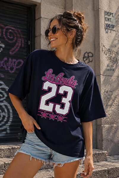Lizbon Style Γυναικείο μπλουζάκι Oversize 100% βαμβακερό Los Angeles 23 με στ...
