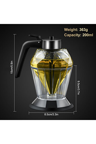 Choice typeA Diamond Shaped Glass Honey Dispenser with Stand 200ml Large Capa...