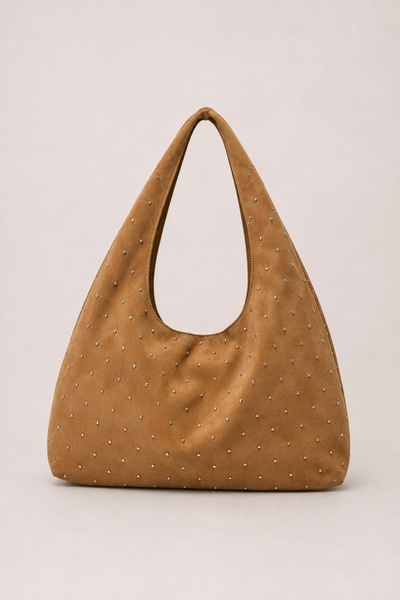 Madamra Camel Kadın Süet Shopper Yumuşak Form Omuz Çantası