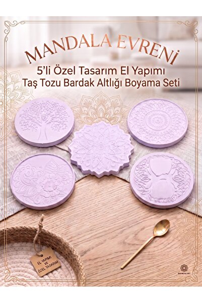 sharp&art Taş Mandala Seti, 5 Farklı Desen, 12 Renk Akrilik Boya, 2 Farklı İn...
