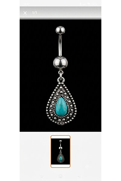 AyçaSilver Damla Turkuaz Çelik Göbek Piercing