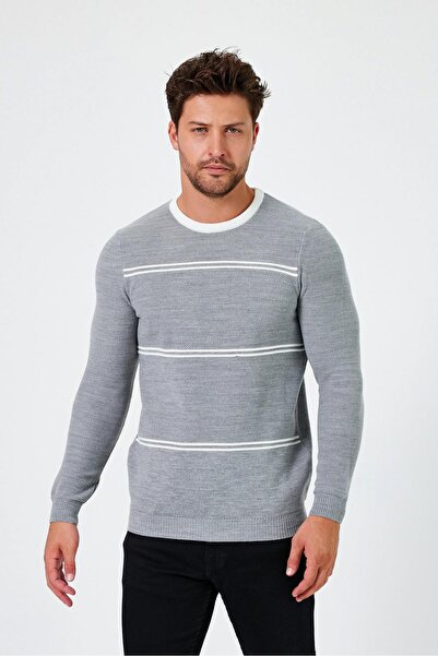 ALEXANDERGARDI Circular Necklace Striped Regular Fit Sweatshirt (E24-Eze-04)